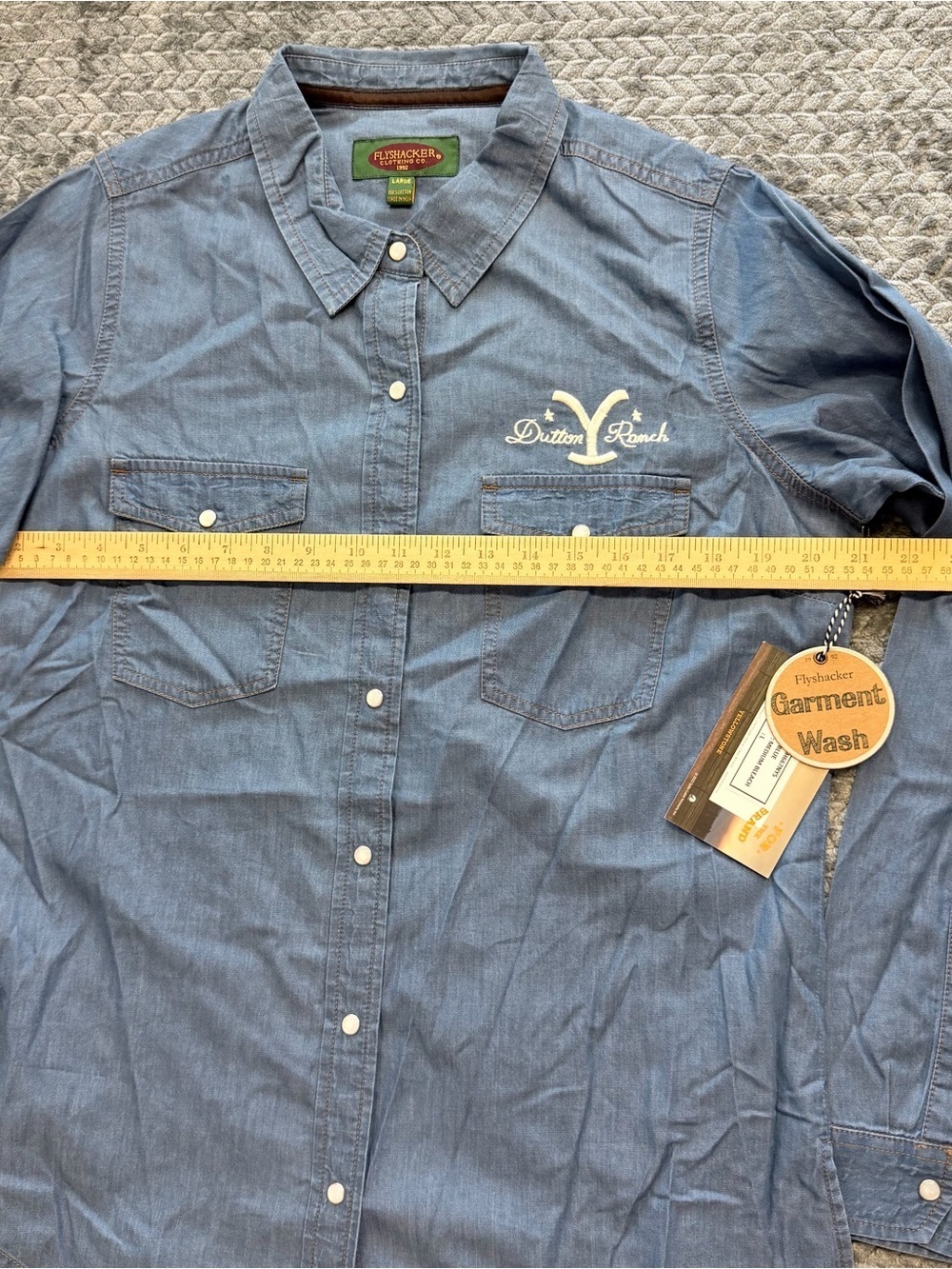 Flyshacker Yellowstone Collection Denim Horse Graphic Western Shirt Size Large - Picture 11 of 12